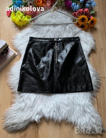 Кожена лачена пола Н&М, снимка 1