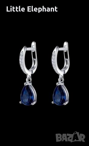 Висящи сребърни обеци капки с кристали,blue/нови