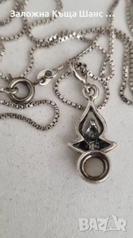 Сребърен синджир с висулка , снимка 4 - Колиета, медальони, синджири - 47444602