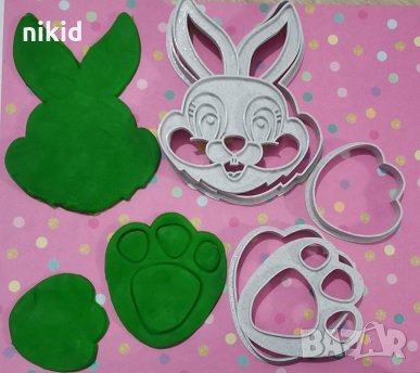 сет резци заек Зайче пластмасови форми за сладки бисквитки торта украса, снимка 2 - Форми - 32552021
