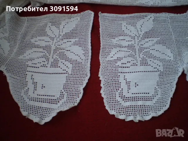 Бяло дантелено перде плетено на   една кука от бабината ракла, снимка 2 - Други ценни предмети - 50178516