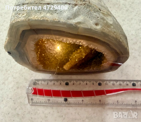 Естествена геода от ахат с кристална друза, снимка 4 - Други ценни предмети - 53389900