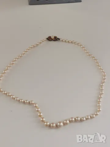 Колие с естествени перли и сребърна закопчалка, снимка 3 - Колиета, медальони, синджири - 50392982