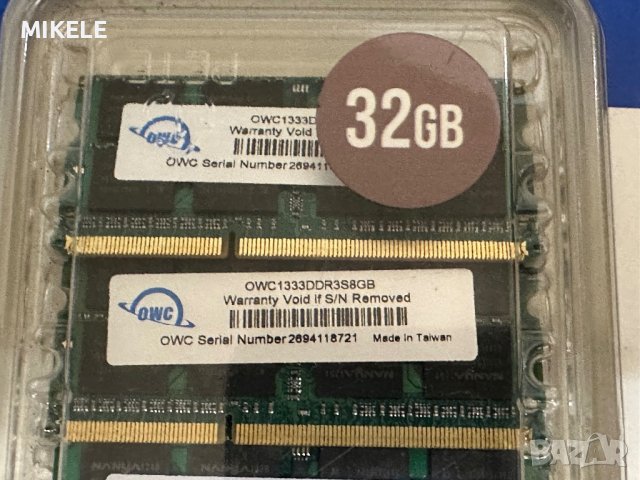 32GB DDR3 Kit 4x8GB DDR3 1333mhz laptop sodimm, снимка 2 - RAM памет - 43465626