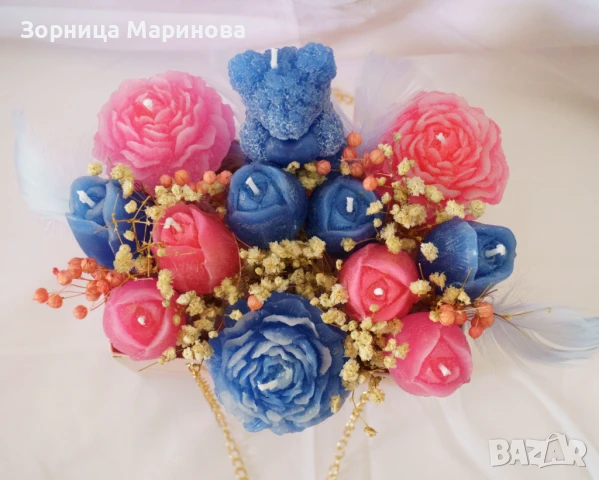 Ароматни букети от свещи, ръчна изработка, снимка 6 - Декорация за дома - 50639295