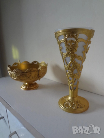 Метална ваза + метална купа, снимка 12 - Антикварни и старинни предмети - 53077813