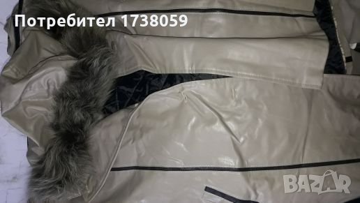 Кожено яке с сваляща се подплата ,естествен коСъм на качулката., снимка 3 - Якета - 26764811