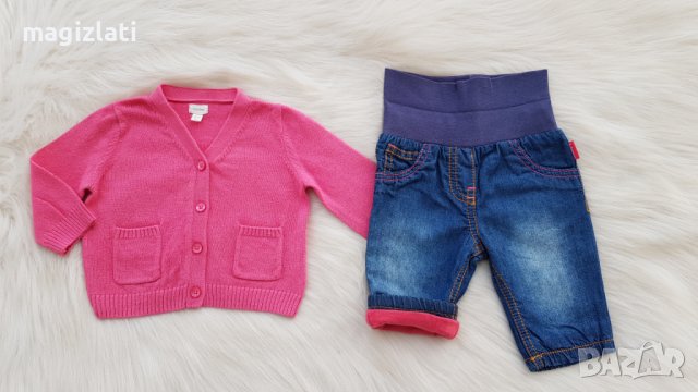 Бебешки дънки и жилетка 0-3 месеца, снимка 9 - Комплекти за бебе - 42943055