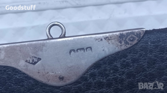 Сребро 925, кожа, Портфейл, Арт Деко, Бирмингам, портфейл, Англия , снимка 6 - Антикварни и старинни предмети - 51773074