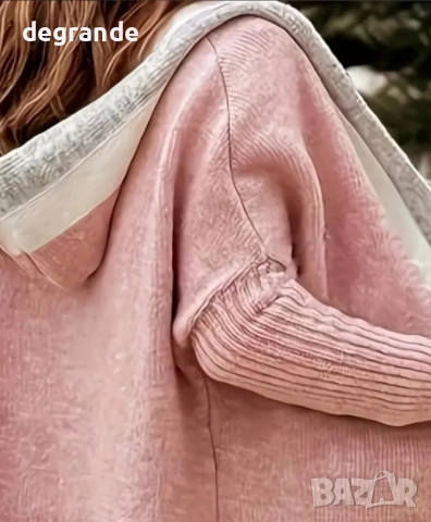 Розова дълга жилетка с качулка, снимка 2 - Жилетки - 51874056