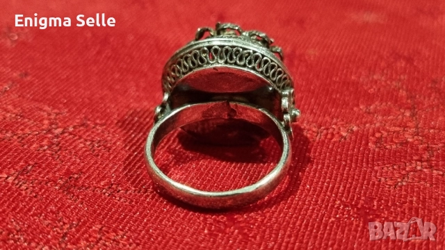 Възрожденски филигранен сребърен пръстен, снимка 3 - Пръстени - 52653630