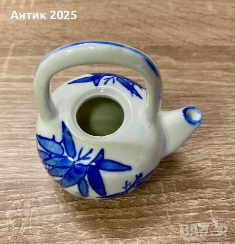 Японски порцеланов чайник с бамбуков декор, Япония, средата на XX век, снимка 5 - Антикварни и старинни предмети - 53375063