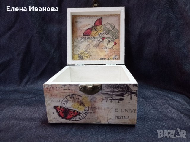 Кутия с пеперуди и айфеловата кула - ръчна изработка, снимка 6 - Романтични подаръци - 35268392