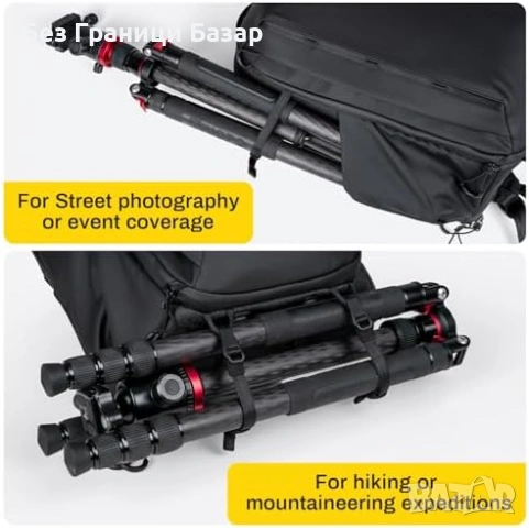 Нова Фото раница твърд корпус, бърз страничен достъп, статив, 8 джоба, снимка 9 - Чанти, стативи, аксесоари - 53374351