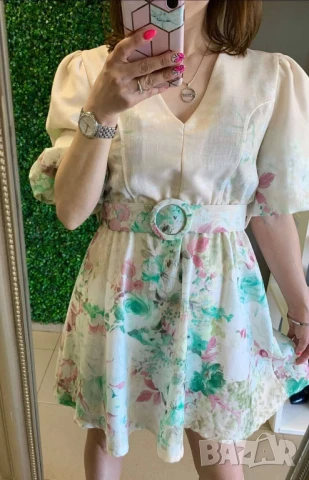 флорални рокли с колан , снимка 5 - Рокли - 50873149