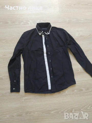 Мъжка риза черна с бял кант