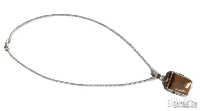 Колие с естествен яспис, медальон, висулка, снимка 2 - Колиета, медальони, синджири - 18348903