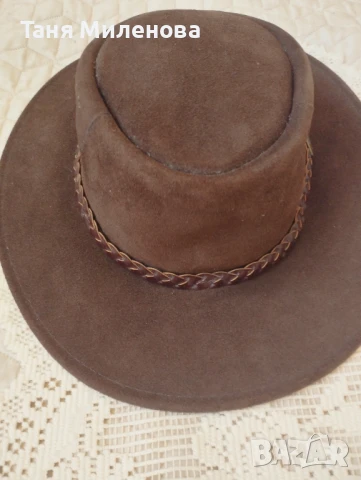 Мъжка шапка велур  +естествена  кожа с кръгла периферия          , снимка 5 - Шапки - 51068461