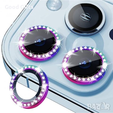 Протектор с камъни за Камера iPhone 15 Pro Max, Хамелеон