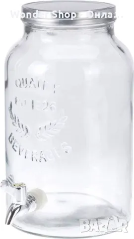 🍶 Буркан EDM с кран, прозрачен и неръждаема стомана – Идеален за съхранение и сервиране на напитки , снимка 3 - Буркани, бутилки и капачки - 48865002