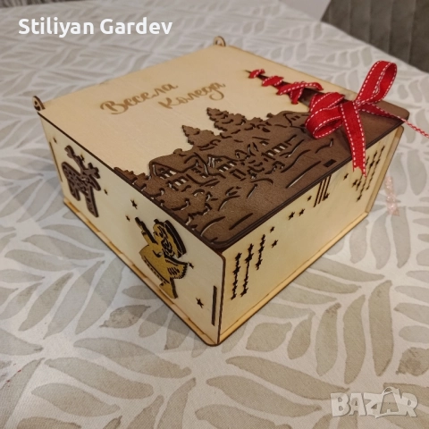 Коледна подаръчна кутия от дърво, снимка 3 - Декорация за дома - 52510453