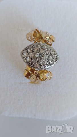 Старинен златен пръстен с бели топази, снимка 5 - Пръстени - 37290111