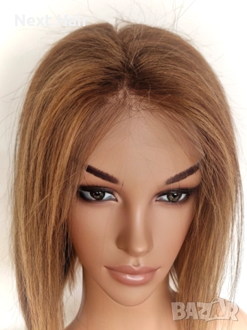 Естествена медено руса перука със светли кичури и дантела 13х4, снимка 8 - Аксесоари за коса - 52026706