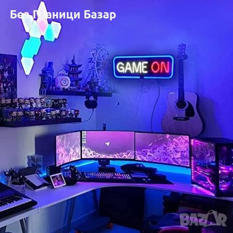 Нова Неонова Светлина GAME ON - Идеален Декор за Геймъри Табела с надпис, снимка 6 - Други - 43461223