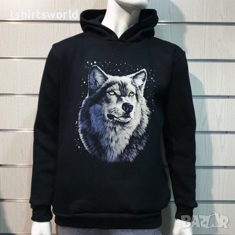 Нов мъжки суичър с дигитален печат Вълк - Звезди, Серия вълци, снимка 6 - Суичъри - 38906774