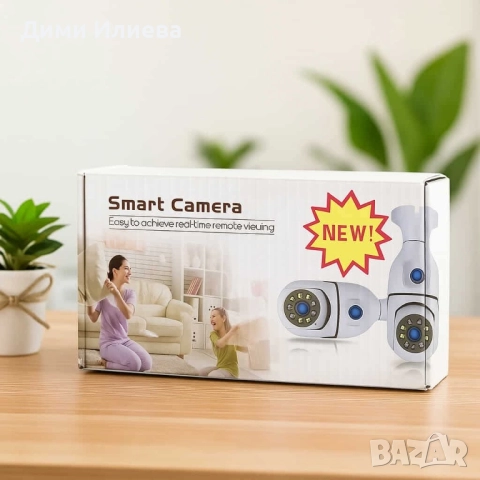 WiFi двойна IP камера за фасунга – Full HD 1080P, 355° въртене, нощно виждане и двупосочно аудио, снимка 5 - Други стоки за дома - 52807137