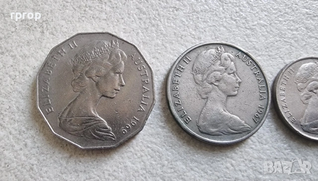 Австралия. Лот .5, 10 ,20, 50 цента. 4  бройки. С ликът на Елизабет II , като млада., снимка 7 - Нумизматика и бонистика - 44462339