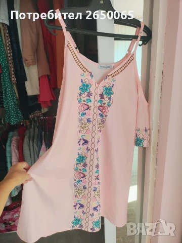 Розова орг.рокля DUBAI размер С/М, снимка 3 - Рокли - 50977297