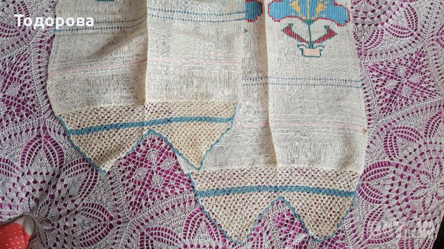 Автентичен месал от фин кенар с бродерия и дантели, снимка 7 - Антикварни и старинни предмети - 27868735