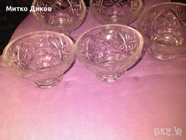 Кристална /сто процента /купа нова -5 броя Н-69мм фи 115мм и дебел. 5мм сладолед-ядки и др., снимка 2 - Други - 43956606