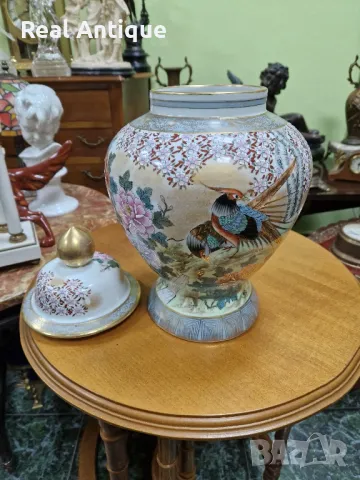 Красив оригинален антикварен порцеланов буркан Satsuma , снимка 9 - Антикварни и старинни предмети - 48422552