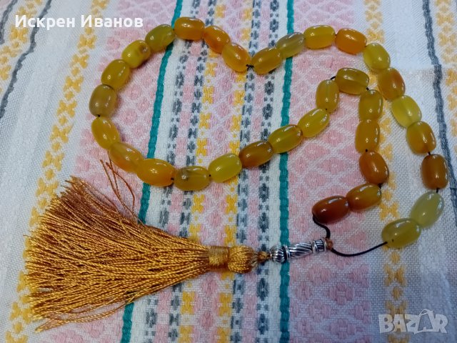 Броеница Ахат жълто-оранжев , снимка 5 - Ръчно изработени сувенири - 43113751