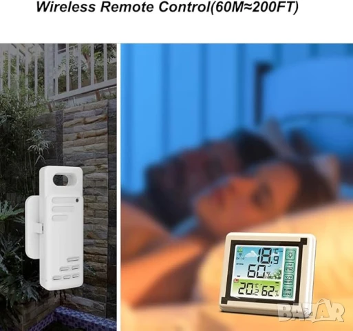 Метеорологична станция, 3 безж. предавателя, обхват 60м, LCD екран, снимка 3 - Друга електроника - 51033365