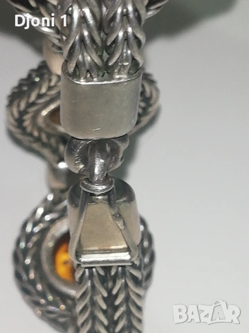 Винтидж сребърна гривна с кехлибар , снимка 3 - Антикварни и старинни предмети - 53607115