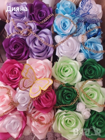 Вечни букети от сатен, снимка 11 - Декорация за дома - 51055596