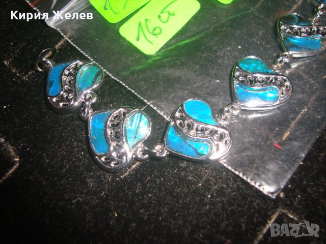 СРЕБРИСТА със СЕДЕФЕН ЕМАЙЛ-ЛАК ЛЪСКАВА КРАСИВА КРИВНА 20973, снимка 4 - Гривни - 32287975