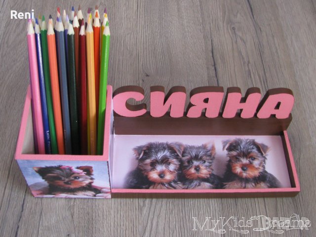 Дървен моливник за момиче., снимка 2 - Други - 39736144