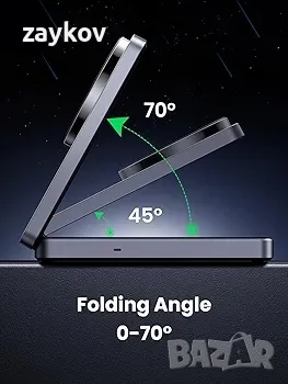 Безжично зарядно устройство UGREEN Qi2 15W MagFlow, 2 в 1 станция за бързо зареждане, снимка 6 - Друга електроника - 49434836