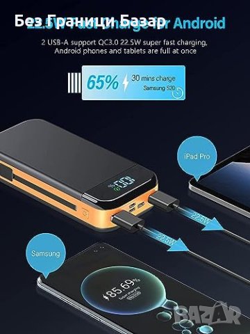 Нов Бързозаряден Power Bank 32000mAh с Вградени Кабели и LED Дисплей, снимка 3 - Външни батерии - 43945084