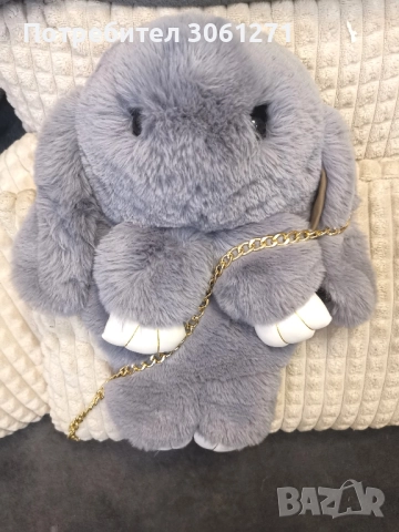 Чанта зайче светло сива 