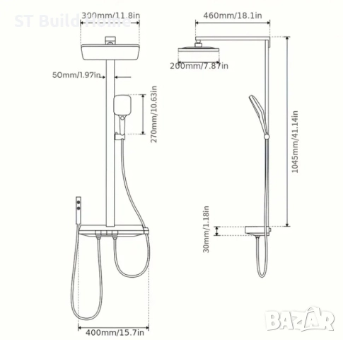 Душ Комплект с Термостат и Водопаден Спрей, снимка 8 - Душове - 51710083