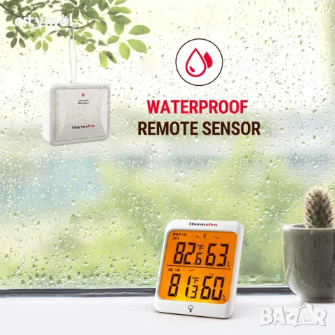 ThermoPro TP63A вътрешен и външен термометър/влагомер, LCD дисплей, осветление, снимка 4 - Друга електроника - 47587603