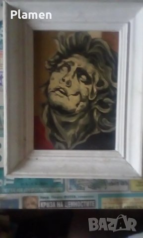 Портрет на стара жена от Цвятко Цветков масло върху фазер рамка, снимка 1