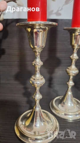 Чифт посребрени свещници, снимка 7 - Антикварни и старинни предмети - 52896536