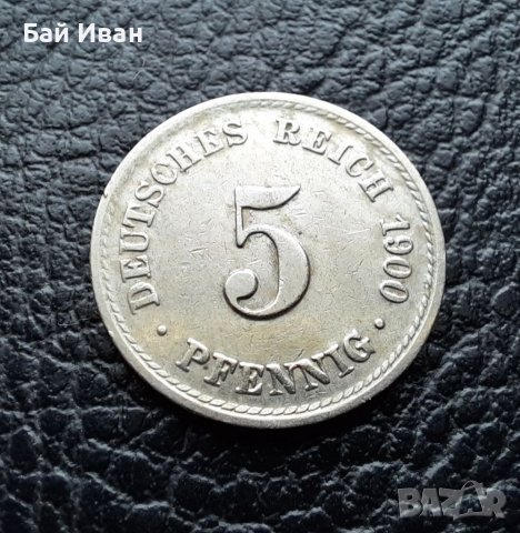 Стара монета 5 пфенига 1900 г.буква  А -  Германия-топ качество на топ цена ! , снимка 4 - Нумизматика и бонистика - 39724065