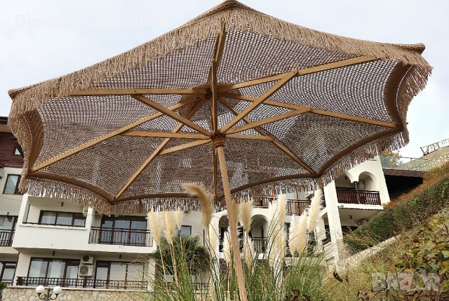 Плетени чадъри тип макраме за градина, плаж, ресторант или бийч бар, снимка 2 - Градински мебели, декорация  - 43956841